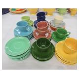 Vintage Fiesta cup & saucer group, mixed,