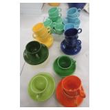 Vintage Fiesta cup & saucer group, mixed,