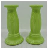 Fiesta Post 86 pair of tapered candle sticks,