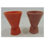 Harlequin lot of 2 double egg cups, red, rose