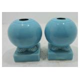 Vintage Fiesta pair bulb candle holders, turquoise
