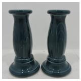 Fiesta Post 86 pair of tapered candle sticks,