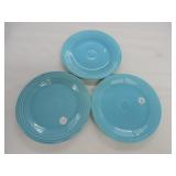 Vintage Fiesta 10" plate group, 3 turquoise,
