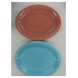 Vintage Fiesta platter group, rose & turquoise
