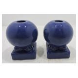 Vintage Fiesta pair bulb candle holders, cobalt