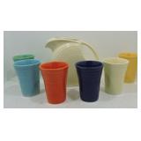 Vintage Fiesta 7 pc water set, ivory disc water