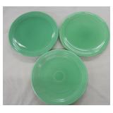 Vintage Fiesta lot of 3 - 13" chop plates, green,