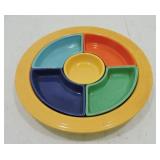 Vintage Fiesta relish tray, hairline to turquoise