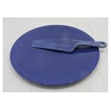 Kitchen Kraft cake plate and server, cobalt,