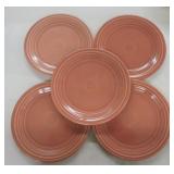 Vintage Fiesta 9" plate group, 5 rose
