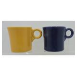 Vintage Fiesta mug group, cobalt & yellow