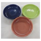 Vintage Fiesta 6" dessert bowl group, 3 mixed