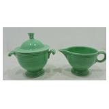 Vintage Fiesta cream & sugar, green, minor