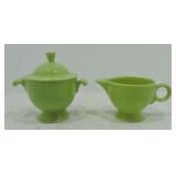 Vintage Fiesta cream & sugar, chartreuse