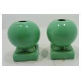 Vintage Fiesta pair of bulb candle holders, green