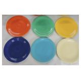 Vintage Fiesta 9" plate group, 6 original colors