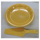 Kitchen Kraft yellow pie plate and server