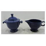 Vintage Fiesta cream & sugar, cobalt, minor