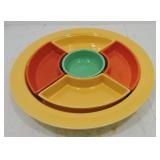 Vintage Fiesta relish tray, nick to 2 side inserts