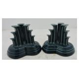Fiesta Post 86 pair of pyramid candle holders,