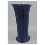 Vintage Fiesta 8" flower vase, cobalt, rim chip