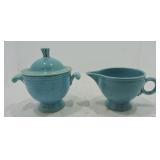Vintage Fiesta cream & sugar, turquoise