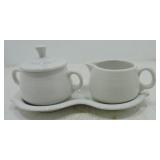 Fiesta Post 86 cream, sugar, & tray, white