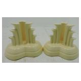 Vintage Fiesta tripod candle holder pair, ivory,