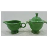 Vintage Fiesta cream & sugar, medium green