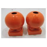 Vintage Fiesta bulb candle holder pair, red