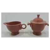 Vintage Fiesta cream & sugar, rose, minor