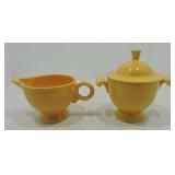 Vintage Fiesta cream & sugar, yellow