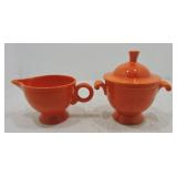 Vintage Fiesta cream & sugar, red