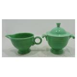 Vintage Fiesta cream & sugar, green