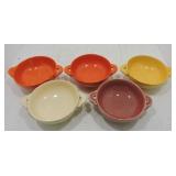 Vintage Fiesta cream soup group, 5 mixed