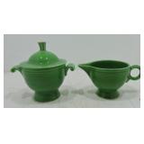 Vintage Fiesta cream & sugar, chip to lid finial