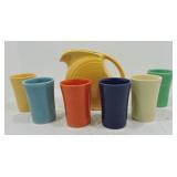 Vintage Fiesta 7 pc juice set with yellow disk
