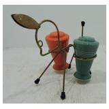 Harlequin salt & pepper with wire donkey holder