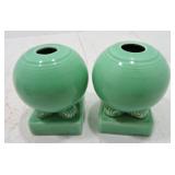 Vintage Fiesta bulb candle holder pair, green