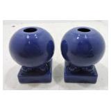 Vintage Fiesta bulb candle holder pair, cobalt
