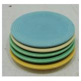 Vintage Fiesta 6" plate group, 5 mixed
