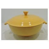 Vintage Fiesta casserole, yellow, finial re-stuck,