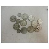 Lot of 8 silver halves, 3 silver quarters,