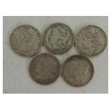 Lot of 5 Morgan dollars