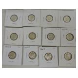 Lot of 12 NU silver Roosevelt dimes