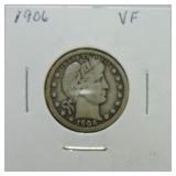 1906 Barber quarter VF