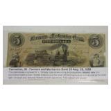 1858 $5 Farmers and Merchants Bank,