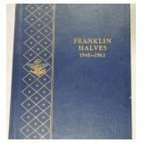 Franklin half album 1948-63, 35 coins, plus