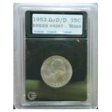 1953D/D/D  Washington quarter ACGS MS65