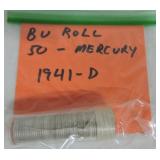 BU roll 1941-D Mercury dimes